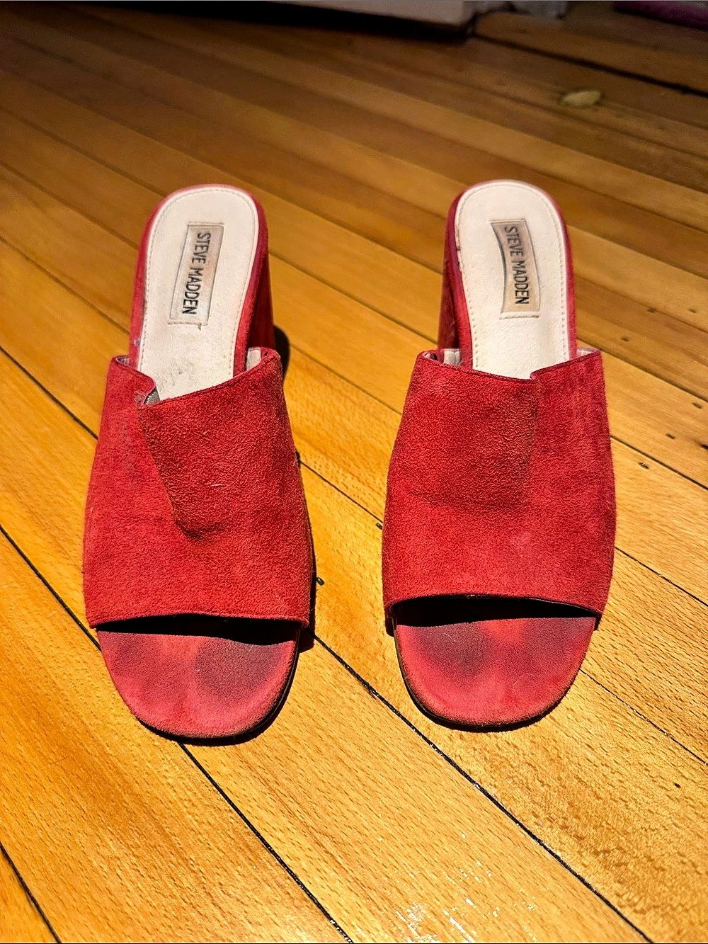 Steve Madden Red Open Toe Mule Heels